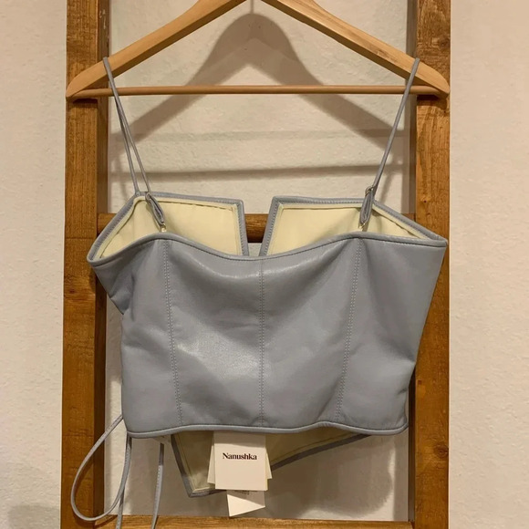 NANUSHKA NWT Cosimo Leather Corset Wrap Top Cami - Picture 11 of 14